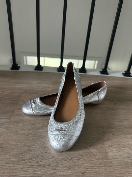Coach Shoes - COACH Metallic Silver Leather Ballet Flats 9.5 inches in length (7.5W-8W)